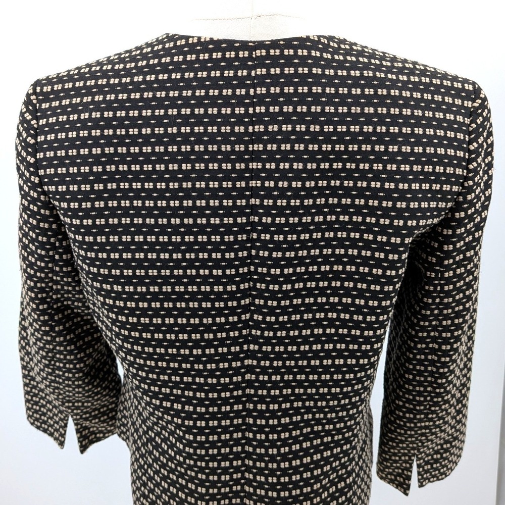 Anne Klein Textured‎ Embroidered Blazer Brown Khaki Career Jacket Size 8 - Picture 9 of 11